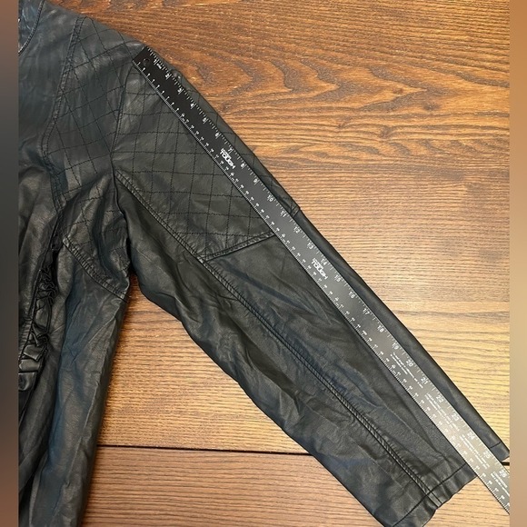 Cato Vegan Women's Leather Zip Front Moto 22/24W Jacket Black Pearl Floral‎ Lace - Picture 9 of 12